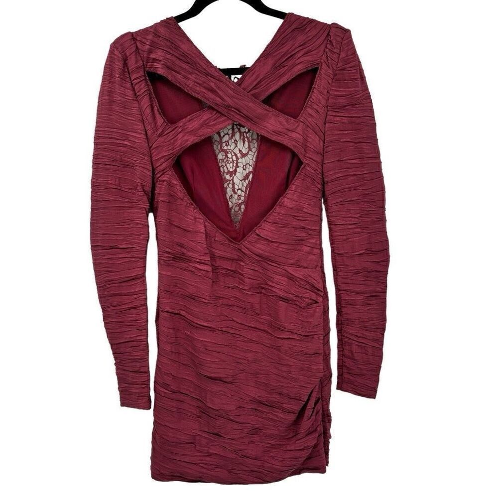 Free People Look of Love Sangria Ruched Bodycon Dress Burgundy Size 4 NWT - Picture 5 of 14